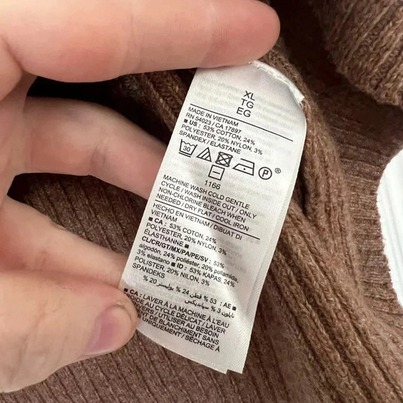 Old Navy Ribbed Knit Sweater | Square Neckline | Brown Long Sleeve Top | Size XL - Picture 4 of 7